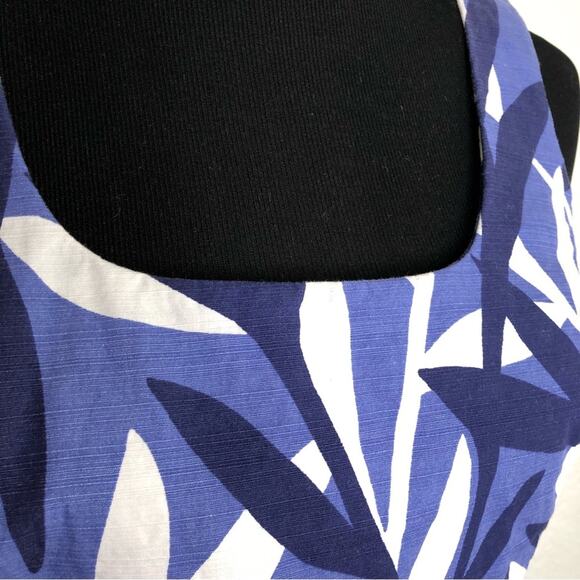 Boden blue and white leaf print sleeveless sheath dress size 8 Petite - Picture 5 of 14